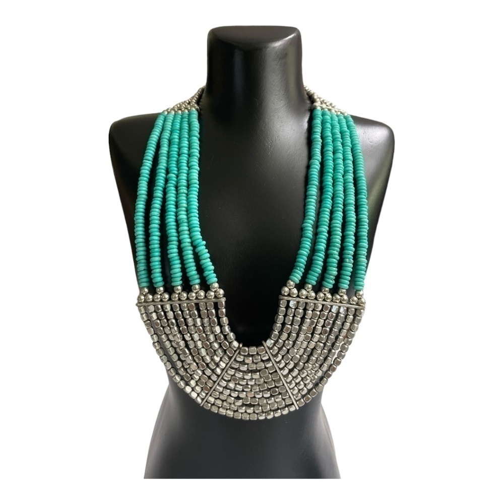 Necklace by Canyon Sky. Turquoise inspired with silver beads